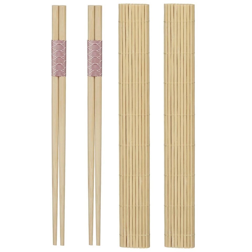 Kinvara Sushi Placemats En Eetstokjes - 2 Pers. - Beige - Sushi Set 2 Kinvara Sushi Placemats En Eetstokjes - 2 Pers. - Beige - Sushi Set - Afbeelding 2