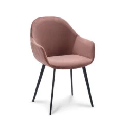 Eetkamerstoel Rouen - Velvet - Oudroze (2 Stuks)