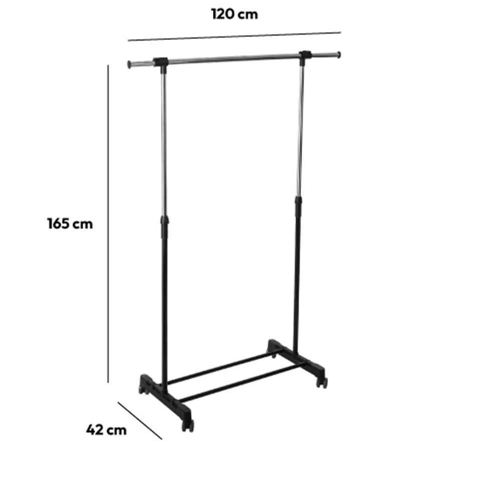 5Five Kledingrek Enkele Stang - Kunststof/metaal - Zwart - 120 X 165cm 2 5Five Kledingrek Enkele Stang - Kunststof/metaal - Zwart - 120 X 165cm - Afbeelding 2