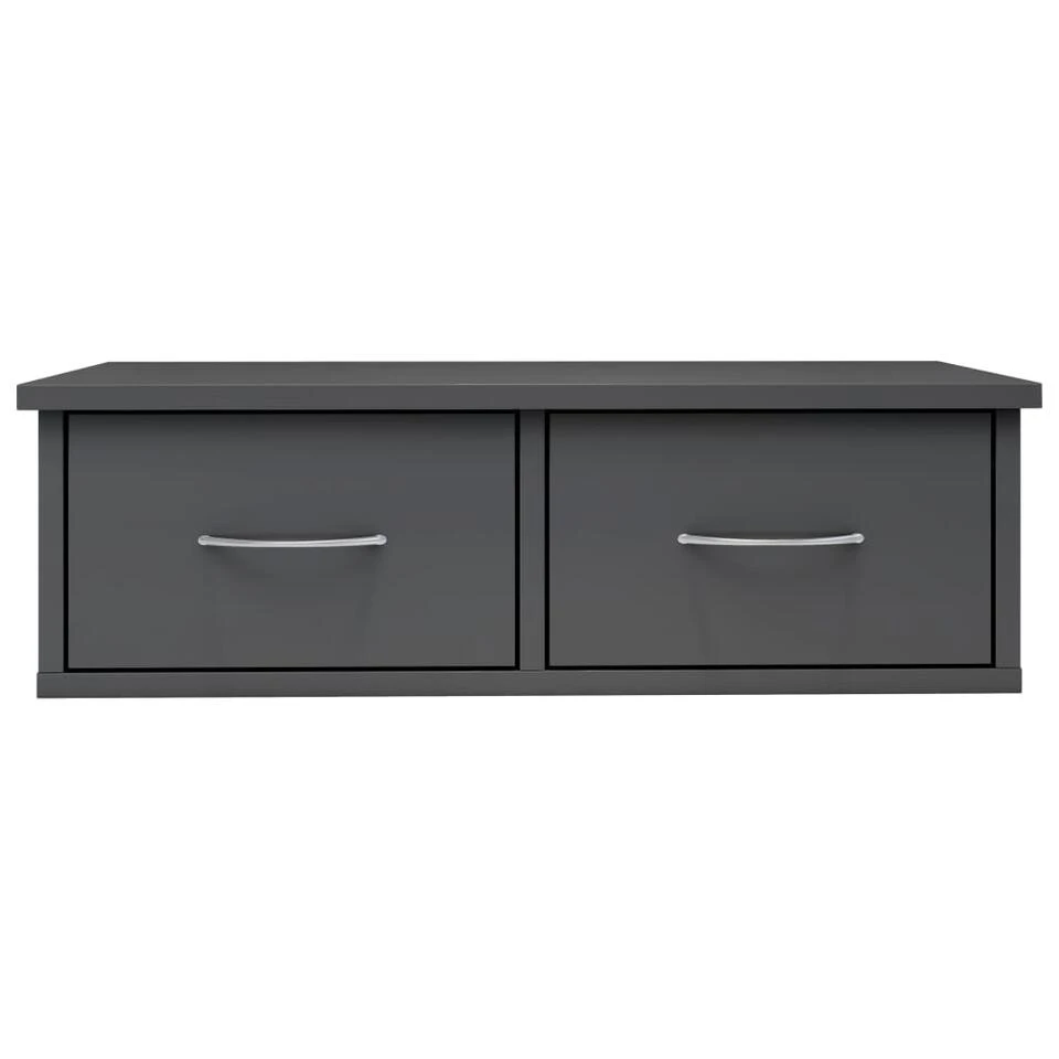 VidaXL Wandschap Met Lades 60x26x18,5 Cm Bewerkt Hout Hoogglans Grijs 4 VidaXL Wandschap Met Lades 60x26x18,5 Cm Bewerkt Hout Hoogglans Grijs - Afbeelding 4