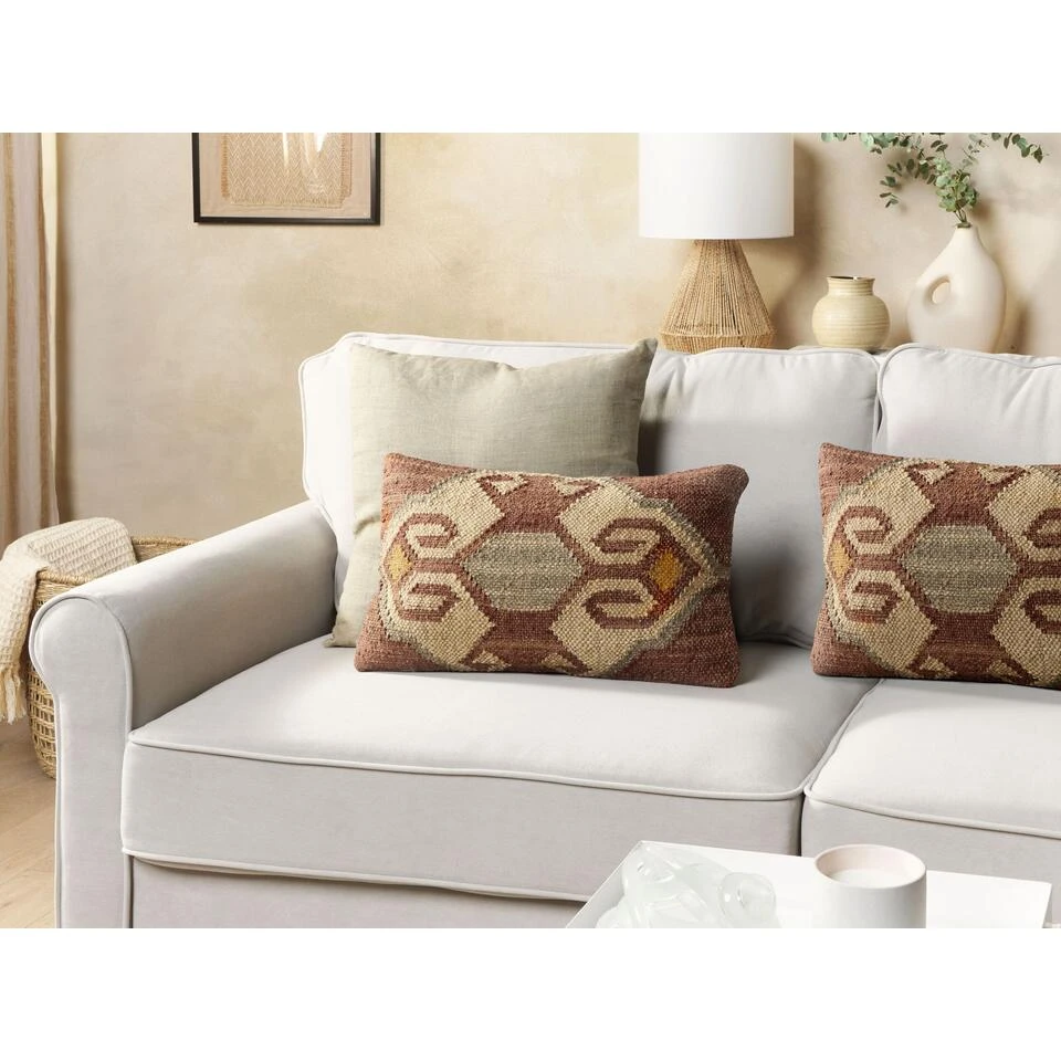 Beliani Sierkussen URPAD - Multicolor Jute, Katoen, Wol 2 Beliani Sierkussen URPAD - Multicolor Jute, Katoen, Wol - Afbeelding 2