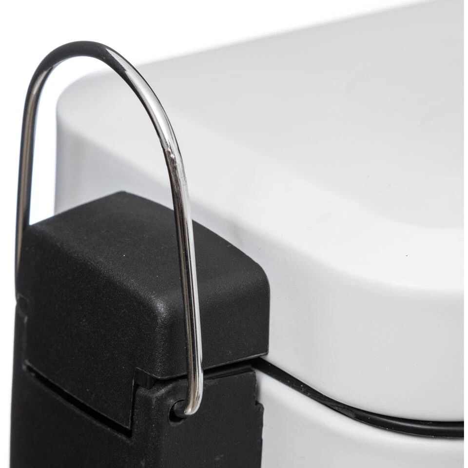 5Five - Prullenbak/pedaalemmer Wit Rvs Metaal 5 Liter - 14x29x30 Cm 4 5Five - Prullenbak/pedaalemmer Wit Rvs Metaal 5 Liter - 14x29x30 Cm - Afbeelding 4