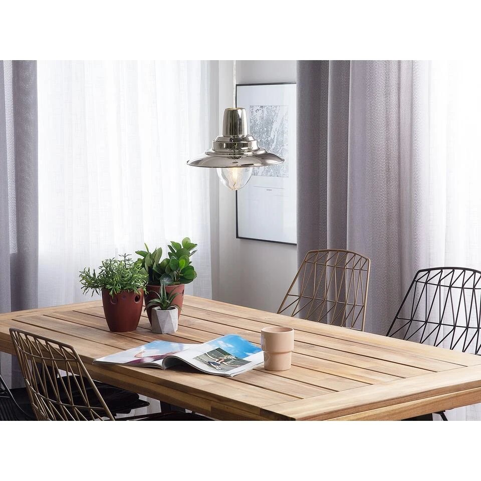 Beliani Hanglamp PINEGA - Zilver Metaal, Glas 2 Beliani Hanglamp PINEGA - Zilver Metaal, Glas - Afbeelding 2