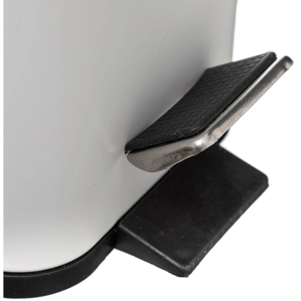 5Five - Prullenbak/pedaalemmer Wit Rvs Metaal 5 Liter - 14x29x30 Cm 3 5Five - Prullenbak/pedaalemmer Wit Rvs Metaal 5 Liter - 14x29x30 Cm - Afbeelding 3