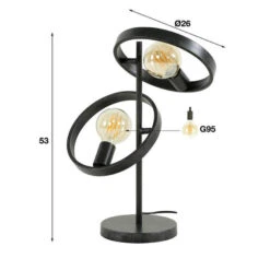 Industriële Tafellamp Otan Rond 2-lichts - 26x42x53 Cm - Metaal - Zwart -Huishoudelijke Voorwerpen Winkel d7c401bff2a0422e8962df996bf9a8bc