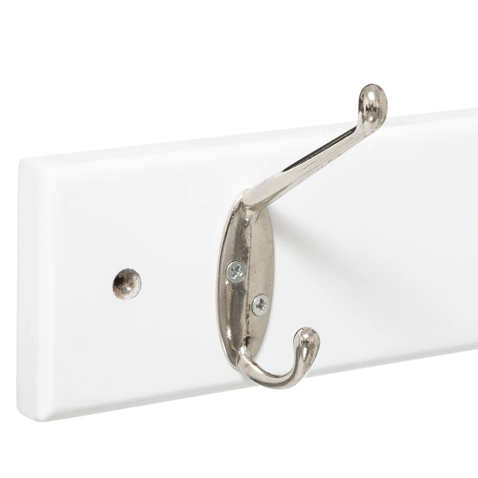 5Five Wandkapstok - Wit - 6-haaks - 58 X 9 Cm - MDF 2 5Five Wandkapstok - Wit - 6-haaks - 58 X 9 Cm - MDF - Afbeelding 2
