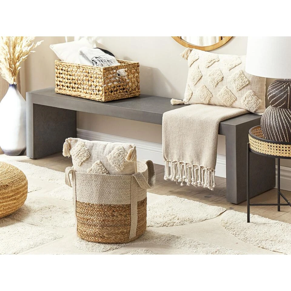 Beliani Mand SONIPAT - Natuurlijk Jute, Katoen 2 Beliani Mand SONIPAT - Natuurlijk Jute, Katoen - Afbeelding 2