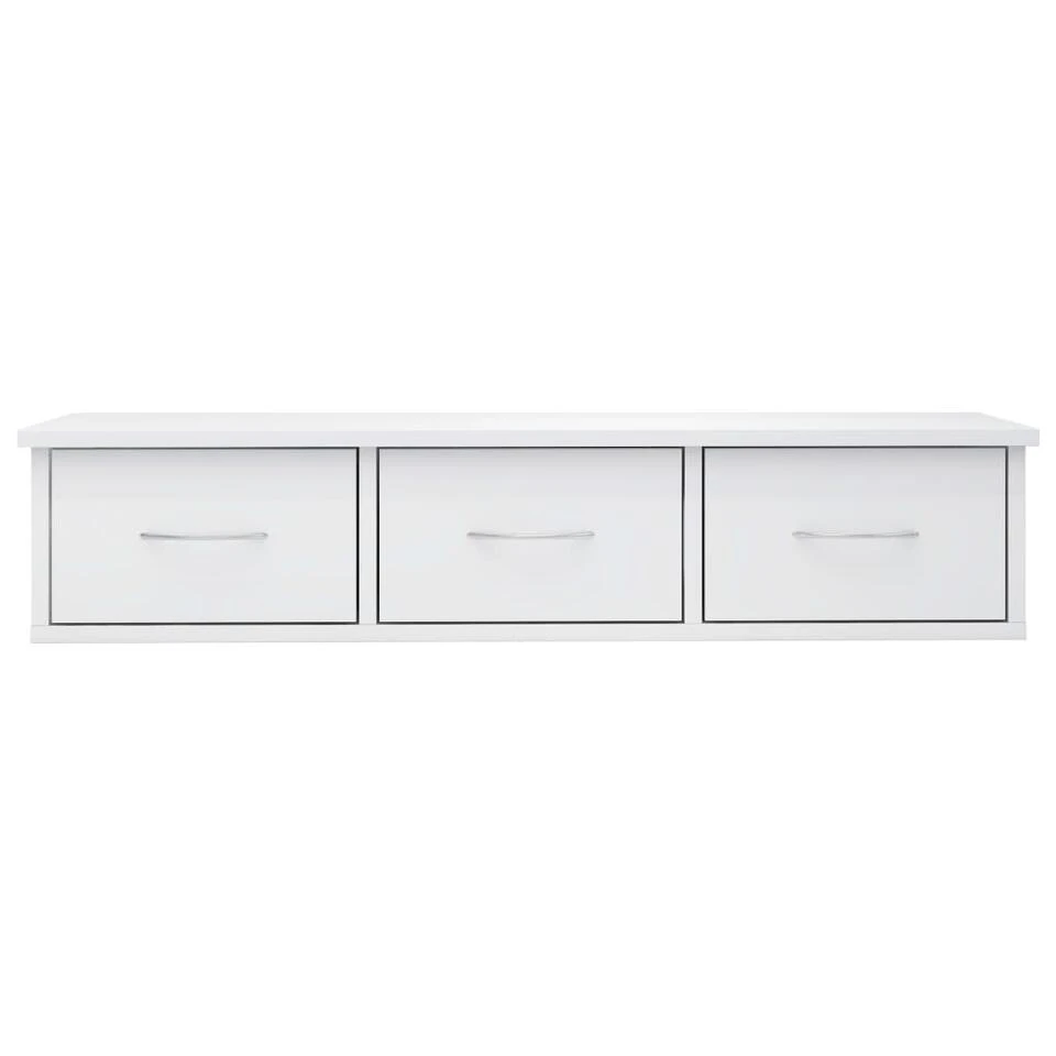 VidaXL Wandschap Met Lades 88x26x18,5 Cm Spaanplaat Hoogglans Wit 4 VidaXL Wandschap Met Lades 88x26x18,5 Cm Spaanplaat Hoogglans Wit - Afbeelding 4