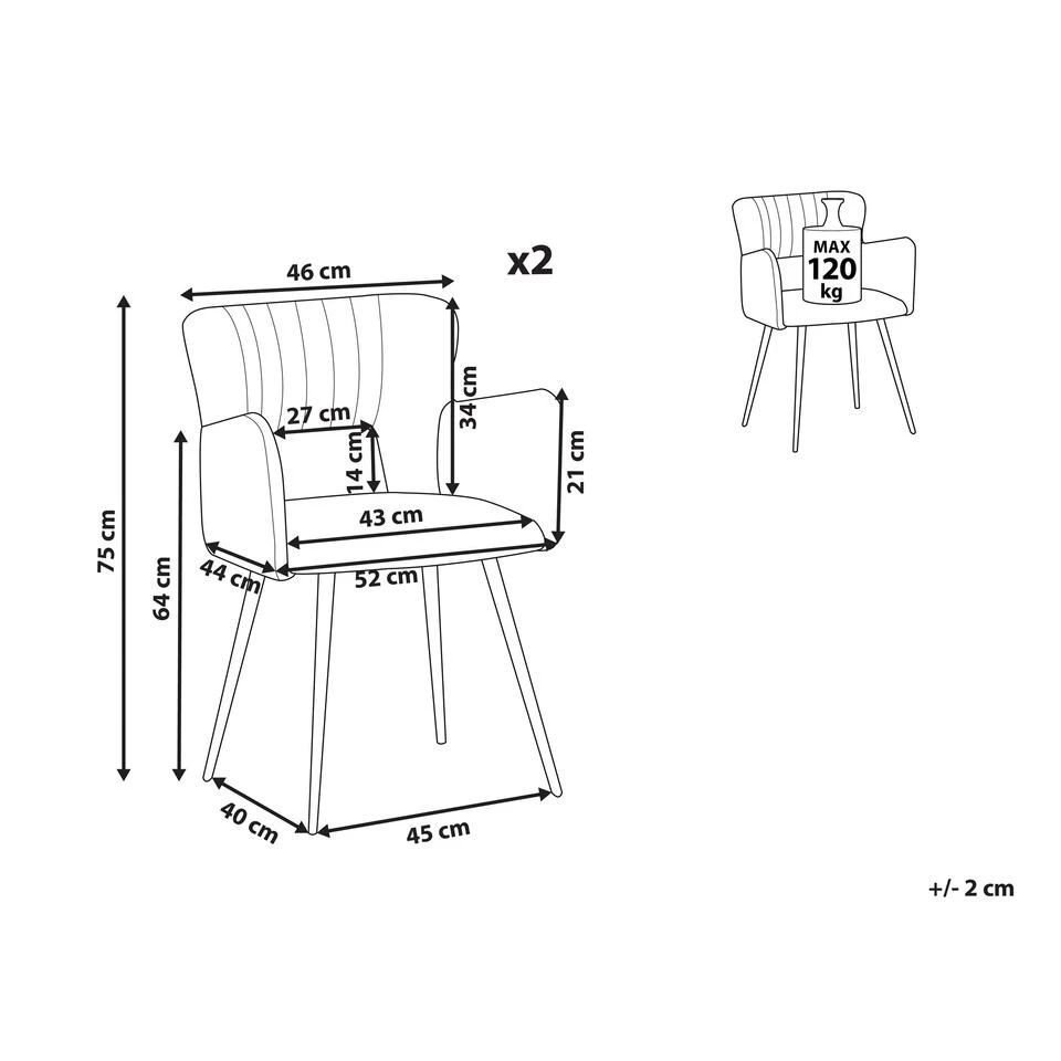 Beliani Eetkamerstoel SANILAC - Oranje Fluweel 3 Beliani Eetkamerstoel SANILAC - Oranje Fluweel - Afbeelding 3