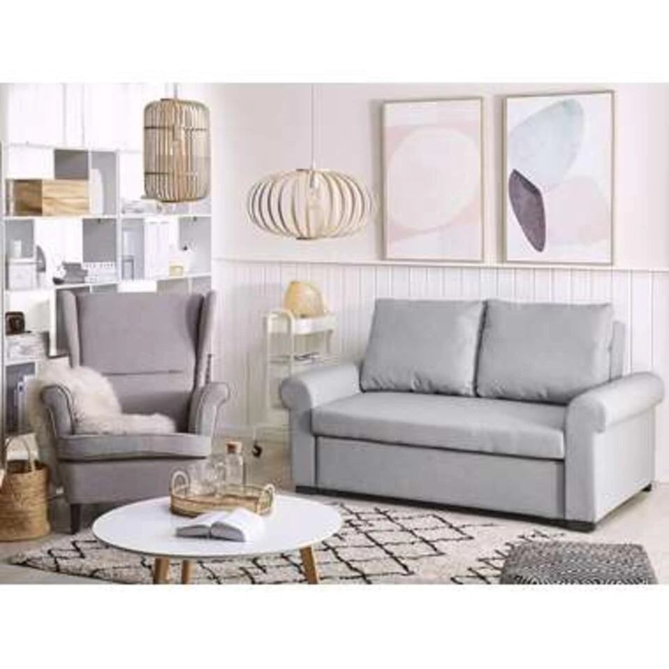 Beliani Slaapbank - SILDA Grijs Polyester 2 Beliani Slaapbank - SILDA Grijs Polyester - Afbeelding 2